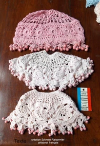 ABAT-JOUR CROCHET D'ART TRICOT SEUL A MONTER  LOT  3  DIVERS ROSES  20CM - Imagen 1 de 2