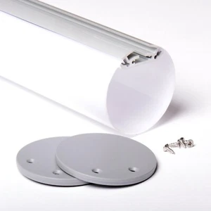 3m 3metri 6060B PROFILO TONDO TUBO GRANDE ALLUMINIO PER STRISCE STRIP LED 3MT - Foto 1 di 4