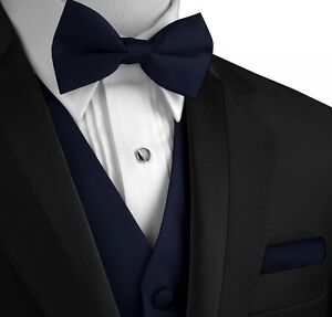 Men's Solid Satin Tuxedo Vest, Bow-Tie & Hankie. Formal, Casual Wedding, Prom