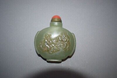 Snuff Bottle-China, Unsterbliche Bei Teezeremonie, Korallenstöpper, 67mm  • 390€