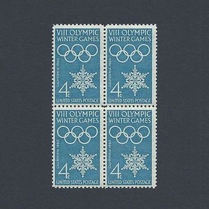 1960 Winter Olympics - 65 Year Old Vintage Mint Set of 4 Stamps L@@K! - Picture 1 of 2