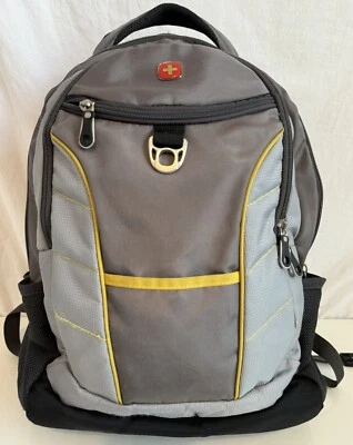 Swiss Gear Laptop Backpack Wenger Gray Adjustable School Hiking Full Zipper - Image 1 of 4