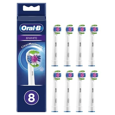 BRAUN ORAL-B 3D WHITE ELECTRIC TOOTHBRUSH REPLACEMENT BRUSH HEADS WHITE