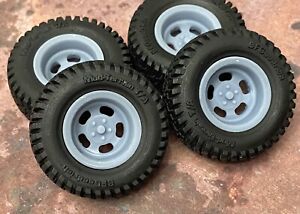 1/24 Scale:  18-Inch “Off-Road 5 Slot Mags” Wheels W/ Mud Tires;Jeep, Resin 1/25