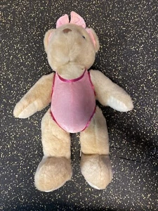 Vtg Teddy Bear Ballerina Plush Stuffed Animal Pink - Picture 1 of 4