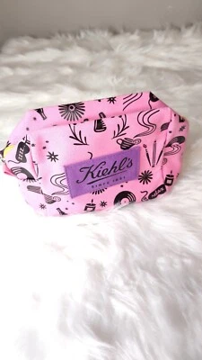 Kiehl's Logo Fabric Zip Top Cosmetic Makeup Bag Pouch Toiletry Traveling Size - Image 1 of 4