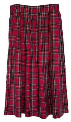 Falda Midi Vintage Bechamel Rojo Tartán Cuadros Cintura Elástica Navidad Talla 14 Foto 1 de 4