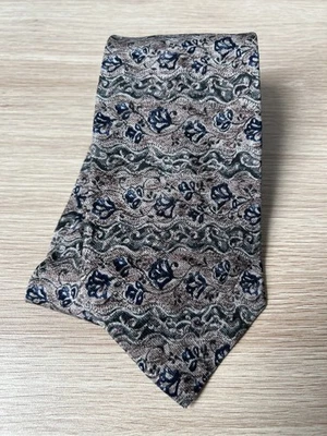 Corbata de diseñador Gianfranco Ruffini Italia marrón diseño floral 100 % seda Foto 1 de 4