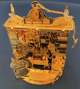 Danbury Mint Gold Plated Christmas Ornament 2001 Waiting For Santa - Bild 1 von 15