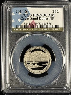 2014-S 25C Great Sand Dunes NP Quarter PCGS PR69DCAM - Imagem 1 de 4