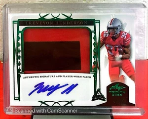 2022 Leaf Trinity Football  Treveyon Henderson Green Foil Patch/Auto /25 OSU/NE - Picture 1 of 3