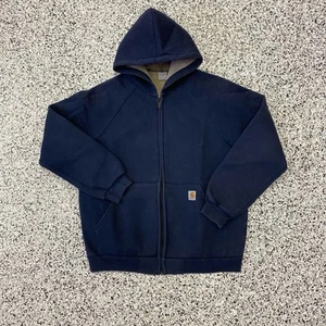 Vintage Carhartt Sweatshirt Men’s Large Blue Zip Up Hoodie Polyurethane Foam - Picture 1 of 5