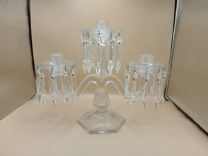 Vintage Fostoria 3 Candlestick Candelabra Bobeches Chandelier Crystal Prisms - Picture 1 of 3