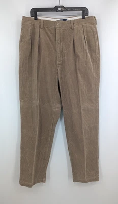 Vintage Polo Ralph Lauren Corduroy Pleated Andrew Pants Beige Size 38x32 ** READ - Image 1 of 4