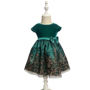 Nannette Kids 18M Holiday Party Dress Green Gold Sparkle Tulle Princess Fairy - Picture 1 of 8