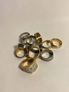 12 Vintage to Modern Rings, silver tone gold tone ring lot, sized 8.5 rare lot - Picture 1 of 5