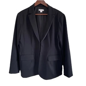 Coldwater Creek Damen Gr. 16 wunderschön geformter schwarzer Hook & Eye Blazer Jacke - Bild 1 von 18