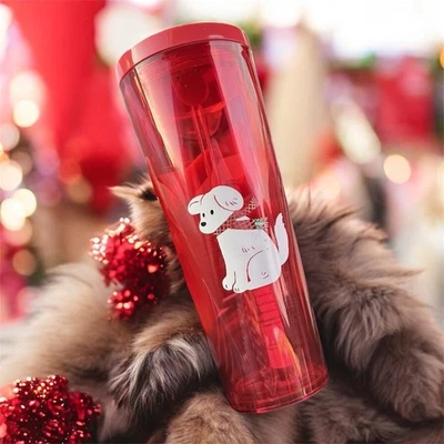 Starbucks X Holiday 2025 Coleccionistas Rojo con Cachorro Blanco Vaso Frío 26oz Foto 1 de 4