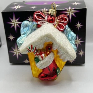 Christopher Radko Holiday Tweets 1999 Bluebird Birdhouse Christmas Ornament - Bild 1 von 8