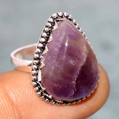 Chevron Amethyst 925 Silver Plated Ring US 8 Promise Gift GW - Image 1 of 3