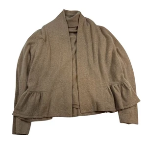 Cárdigan Suéter Charter Club Lujo 100% Cachemira Cuello Alto Beige XL Volantes - Imagen 1 de 10