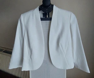 Phase Eight Ivory  3/4 Sleeve Open Crop Bolero Jacket Blazer UK 12 - Picture 1 of 8
