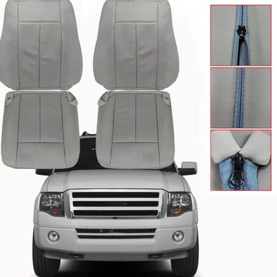 Capas de couro cinza pedra para motorista e passageiro Ford Expedition 2007-2014 dianteiro - Imagem 1 de 4