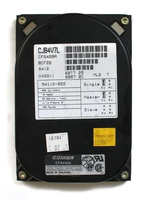 420mb ide hdd, conner cfs420a bcf42 9427 d42124 6bt9.29p 6bb9.92 ml2 w, 94112-0 - Image 1 of 3