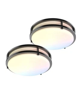 LED Flush Mount Ceiling Light Fixture 13inch 500W 4000lm Dimmable 2 pack Black - Picture 1 of 24