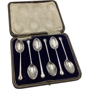 Sheffield Silver Teaspoon Set 1927 Hallmarked Solid Silver Boxed 65g in weight - Picture 1 of 11