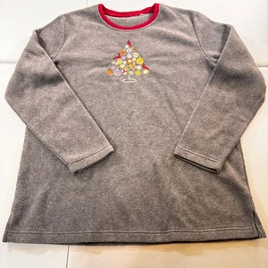 Mujer Gris Polar Manga Larga Árbol de Navidad Vacaciones Bordado Jersey L - Imagen 1 de 8