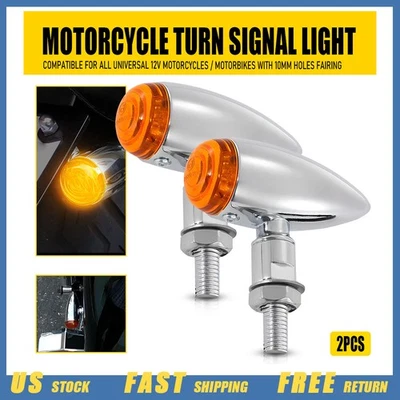 Bullet Amber Lens Turn Signal Blinker Indicator Light For Harley Davidson - Image 1 of 4