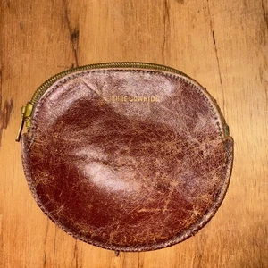 Vintage Echt Rindsleder Geldbörse Braun Reißverschluss 4x3,5" - LESEN - Bild 1 von 6