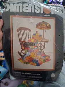DIMENSIONS 1165 Crewel Kit Patchwork and Rocker Cat Needlework; Vintage - Picture 1 of 4