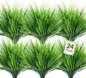 24 Bundles Artificial Plants Outdoors Fake Wheat Grass Faux Greenery Stems Pl... - Picture 1 of 7
