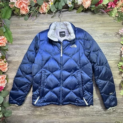 Abrigo Chaqueta The North Face Puffer Azul 550 PLUMA PLUMÓN DE GANSO Mediano Para Mujer’s Foto 1 de 4