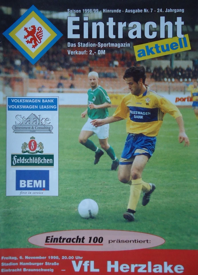 Programm 1998/99 Eintracht Braunschweig - VfL Herzlake - Bild 1 von 1