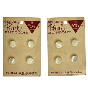 Le Chic Genuine Pearl Shank Buttons No 1860 Size 18 Made in Japan Vtg 2 Cards - Picture 1 of 8