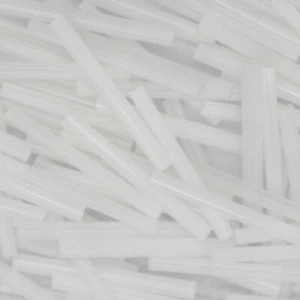 Czech Glass Bugle Beads 25mm ( 1 inch ) Satin White Translucent - Picture 1 of 2