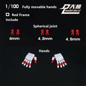 per MG 1/100 Astray Modello Smontato Rosso Bianco Cover Azione Mano Palmo D + Giunto - Foto 1 di 12