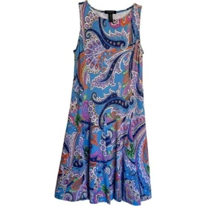 Lauren Ralph Lauren Kleid Damen Petite Medium Midi Blau Paisley Flare Sleeveles - Bild 1 von 13