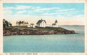 Camden, Maine Postcard Curtis (Negro) Island Light  c 1925   Y7 - Picture 1 of 2