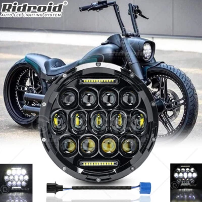 For Harley Davidson Fat Boy FLSTF DOT 7" Round LED Headlight Sealed Hi/Lo Beam — 第 1/4 张图片