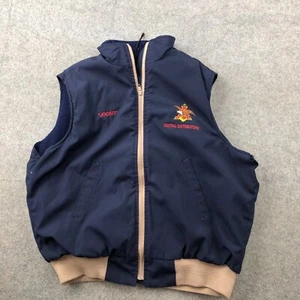 Vintage Anheuser Busch Jacket Large Blue Embroidered Logo Vest Zip Jocko - Picture 1 of 13
