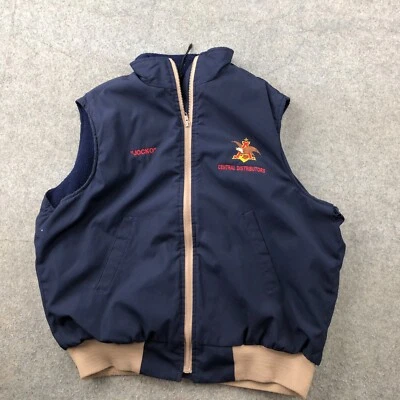 Vintage Anheuser Busch Jacket Large Blue Embroidered Logo Vest Zip Jocko - Image 1 of 4