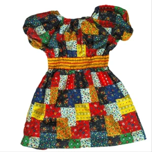 Sears vintage 70s floral print patchwork girls dress size 6 - Picture 1 of 7