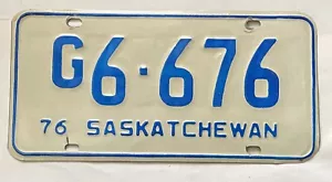 Single 1976 SASKATCHEWAN Canada License Plate #G 6-676 - Picture 1 of 2