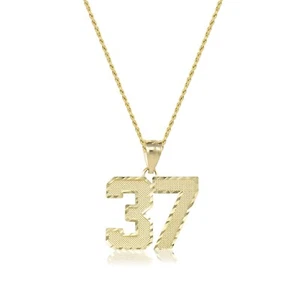 10K Gelbgold individueller zweistelliger Zahlenanhänger Hohlseil Kette Halskette Set - Bild 1 von 2