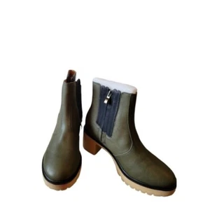 Beast Fashion Platform Combat Army Green Ankle Boots Size 8 New in Box - Picture 1 of 10