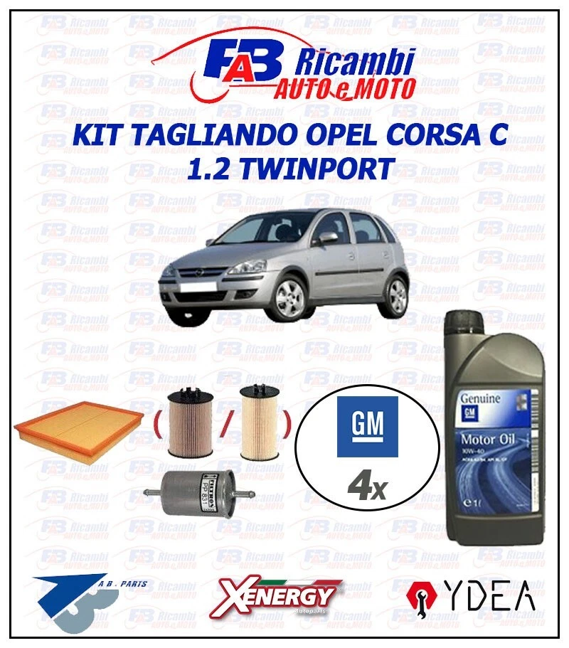 KIT TAGLIANDO OPEL CORSA C 1.2 & 1.4 16V TWINPORT  - 3 FILTRI 4 LITRI OPEL 10W40 - Immagine 1 di 1